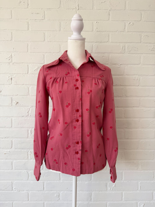 Pink Floral Button Up - small
