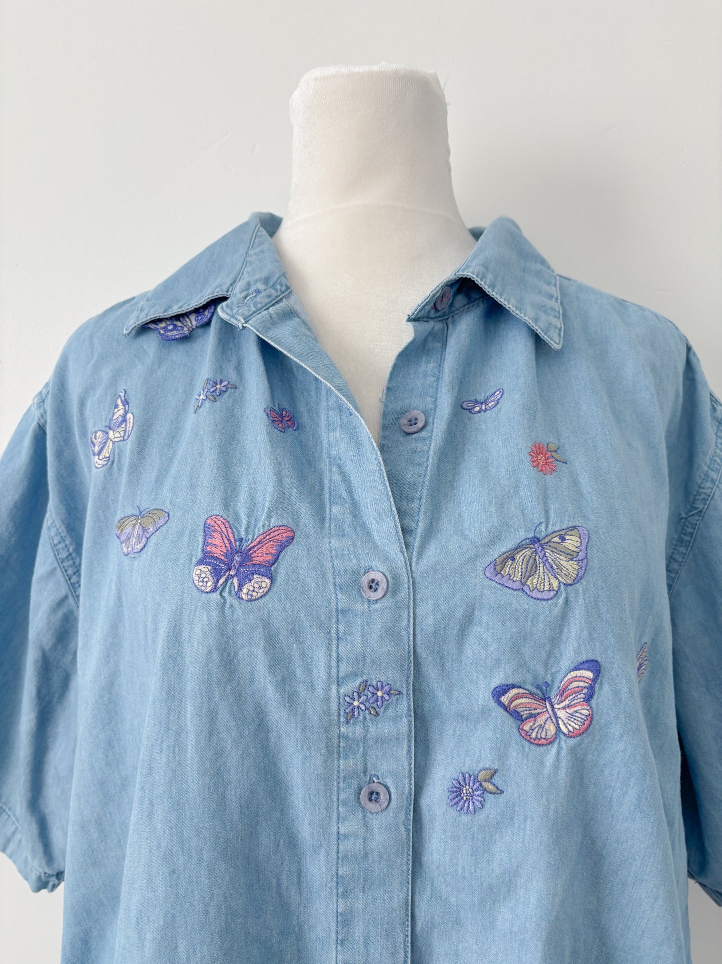 Butterfly denim button up - xl