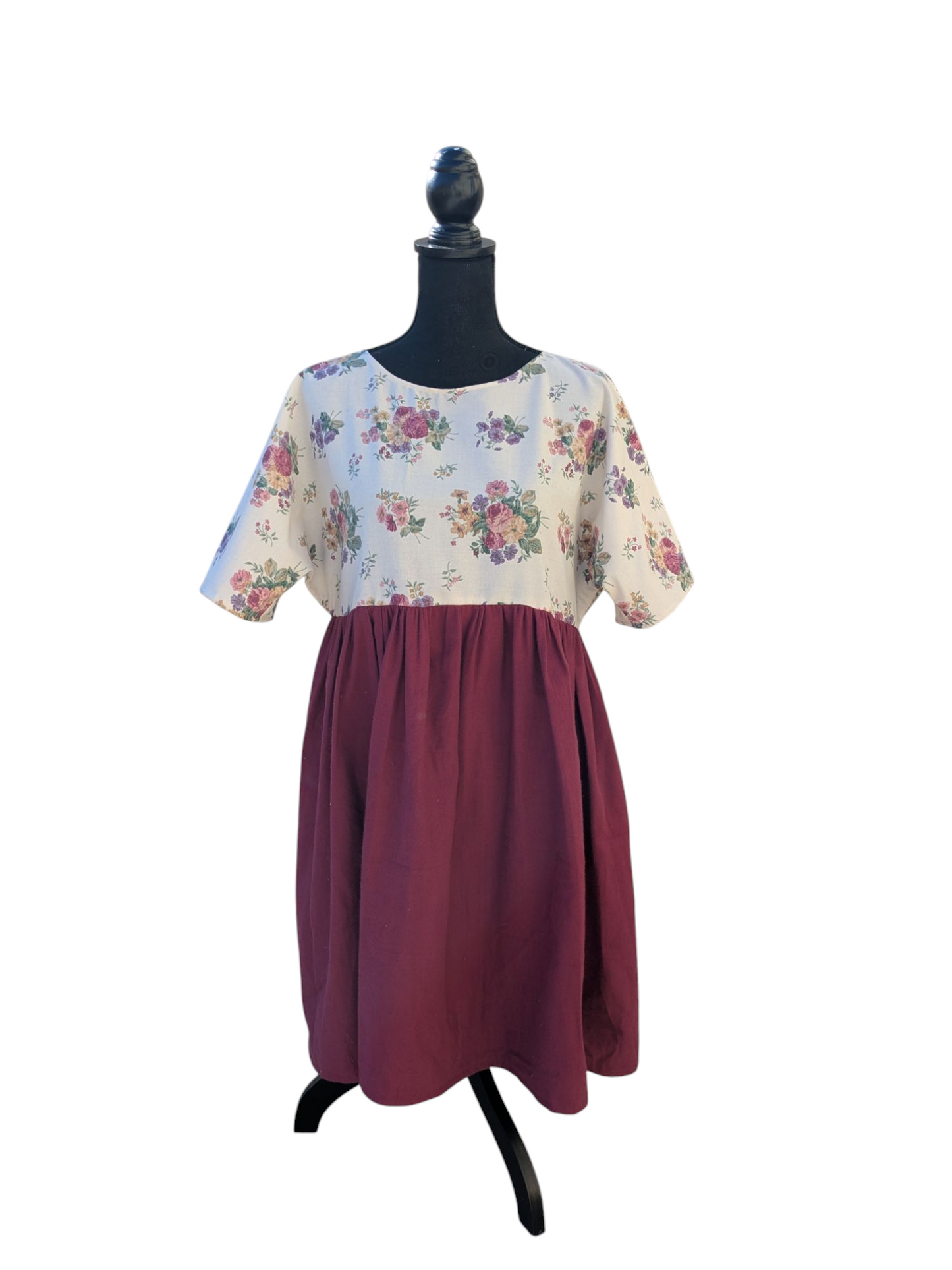 Red and Floral Short Sleeve Dress