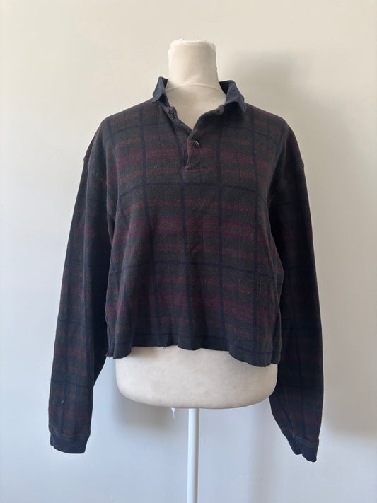 Cropped plaid long sleeve - m