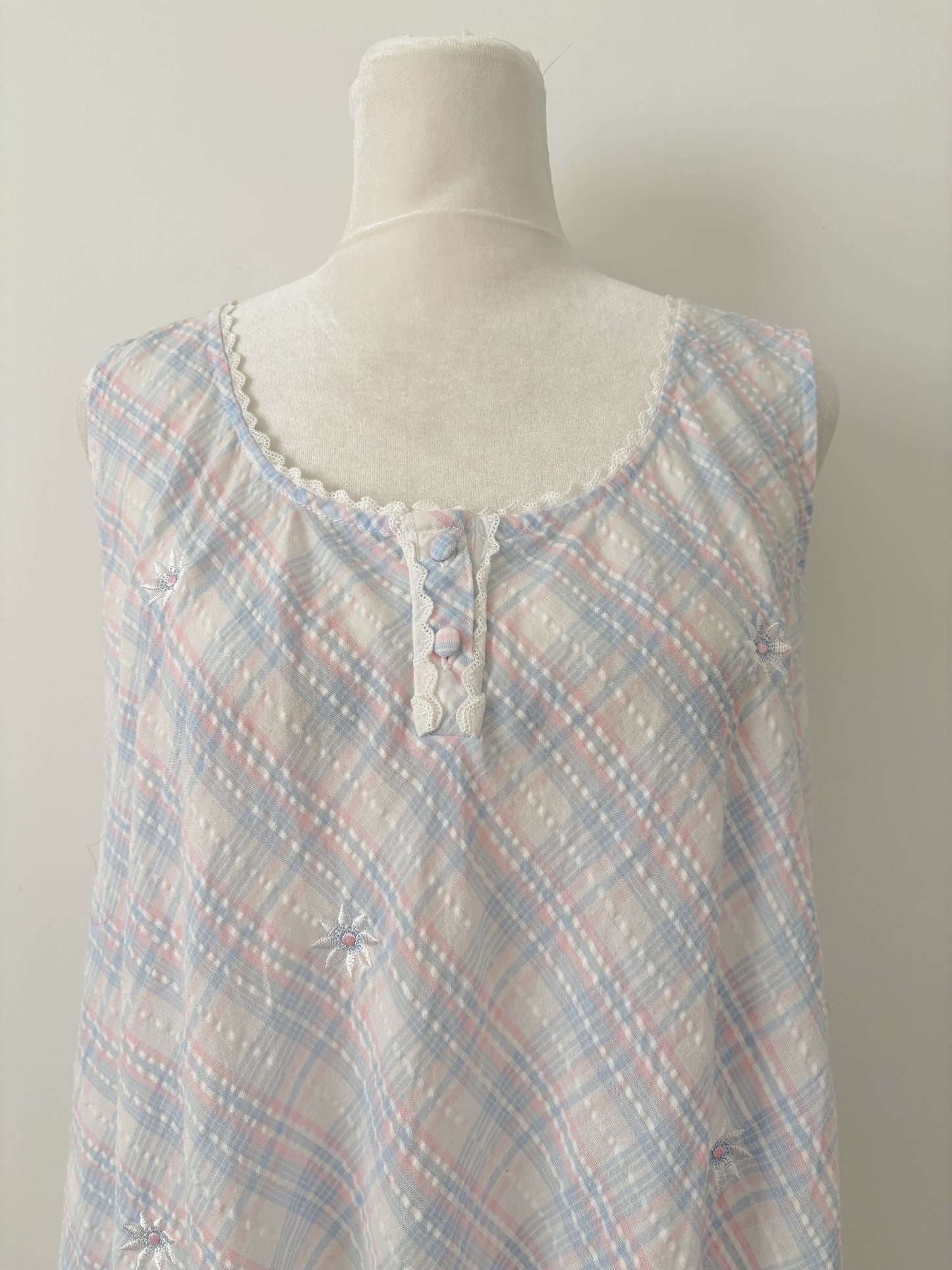 Blue & pink plaid nightgown-L