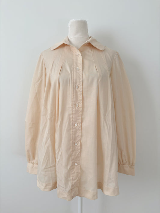 Cream collared button up blouse-M