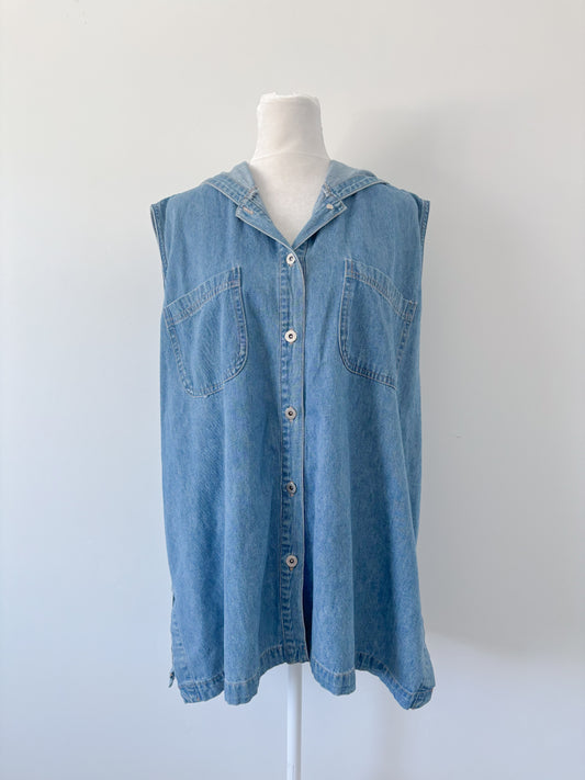 Denim hooded vest - XL