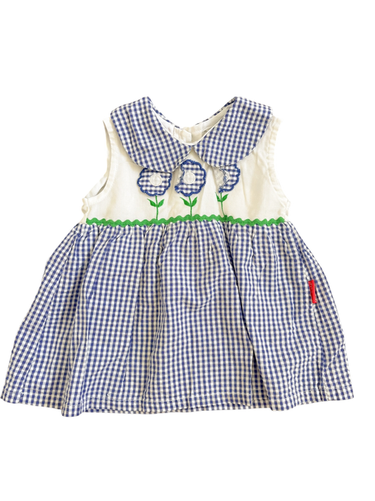 Baby blue gingham flower dress - 24M
