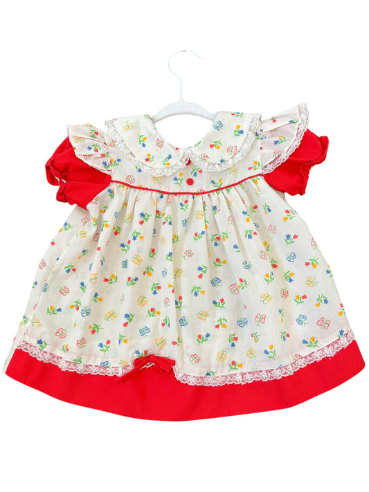 Baby red trim butterfly dress
