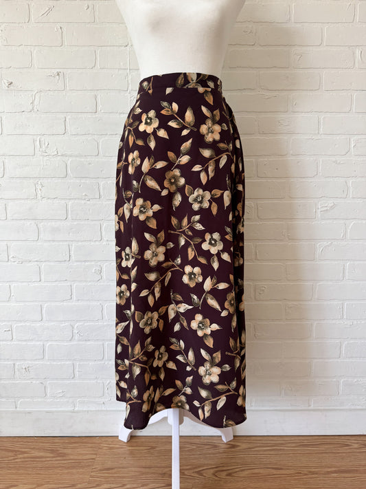 Aubergine floral skirt - s