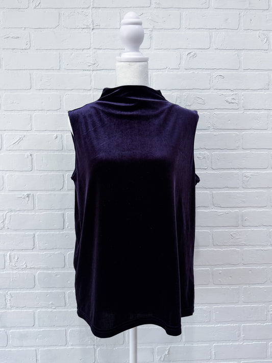 Purple velvet impression top - L