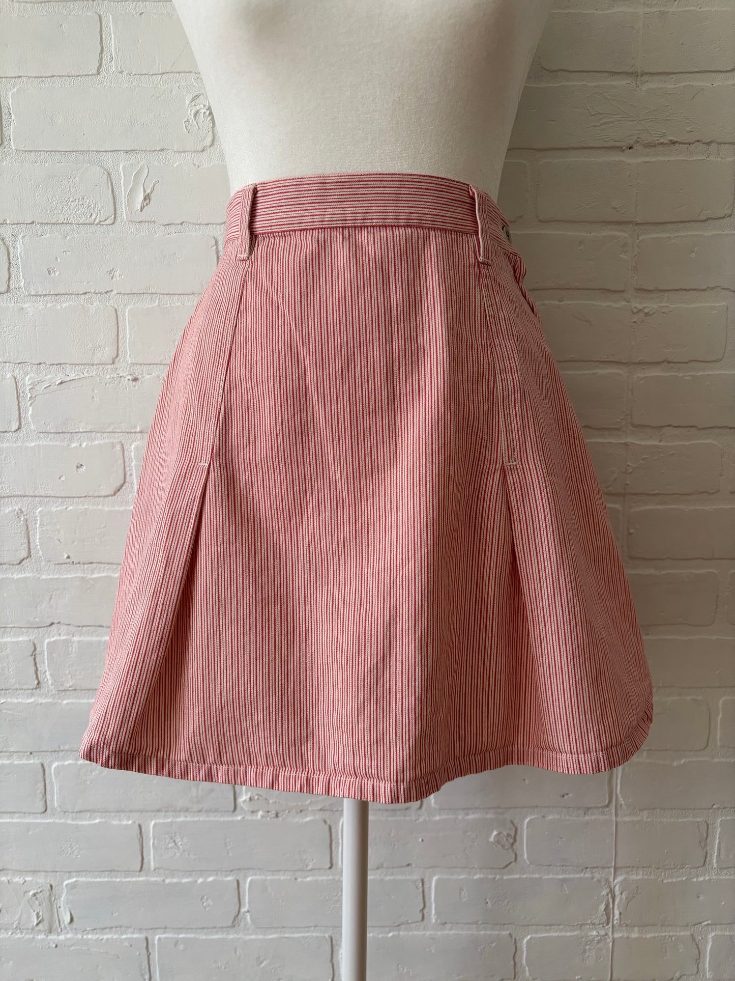 Pink striped mini skirt - s
