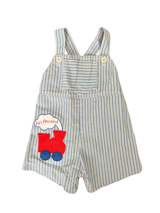 Baby striped all aboard overalls