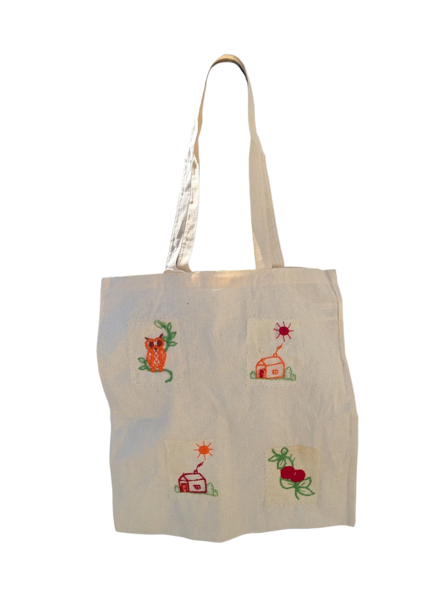Vintage Embroidered Patch Tote Bag