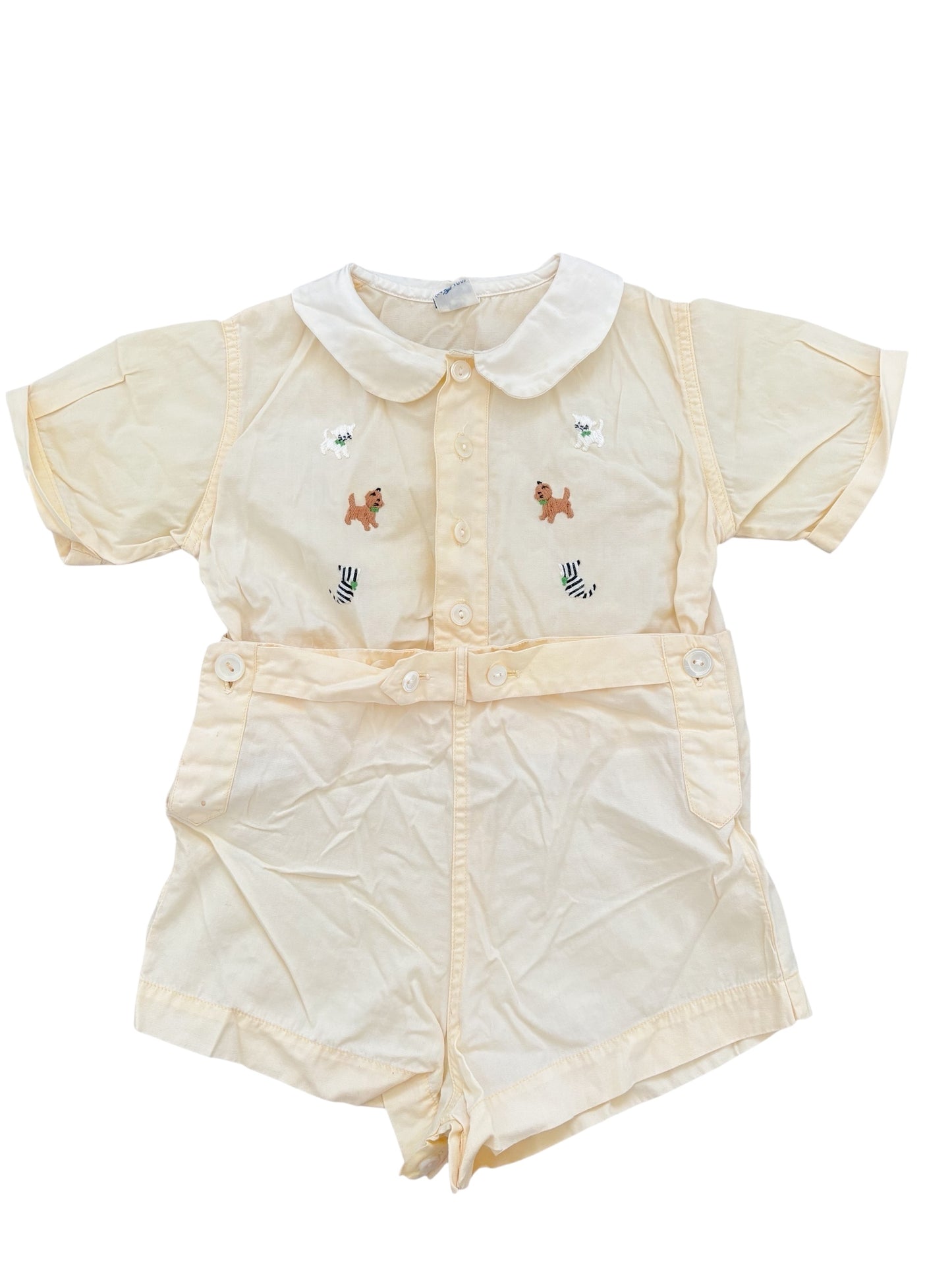 Baby yellow dog romper-2T