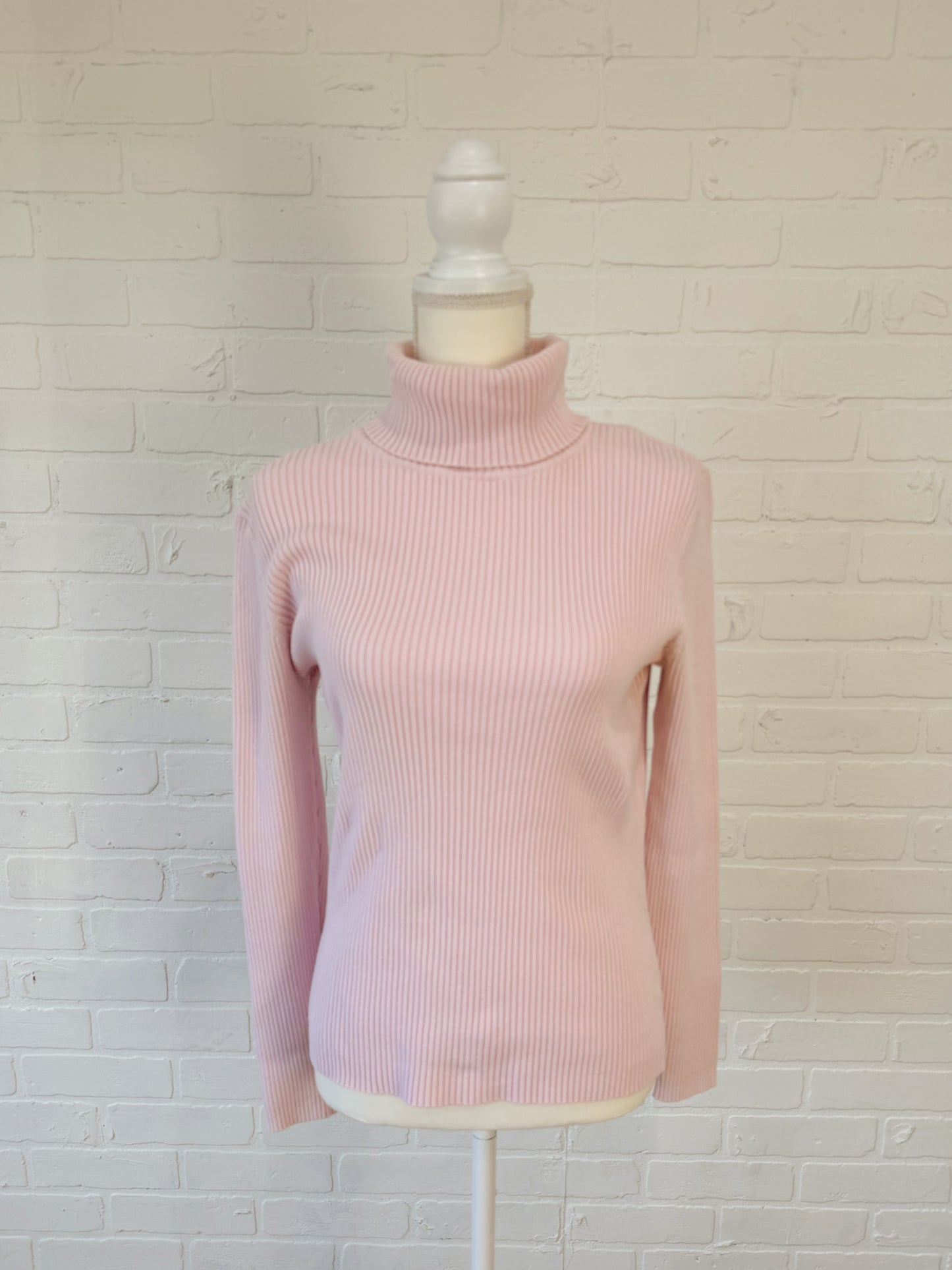 Pink ribbed turtleneck - L