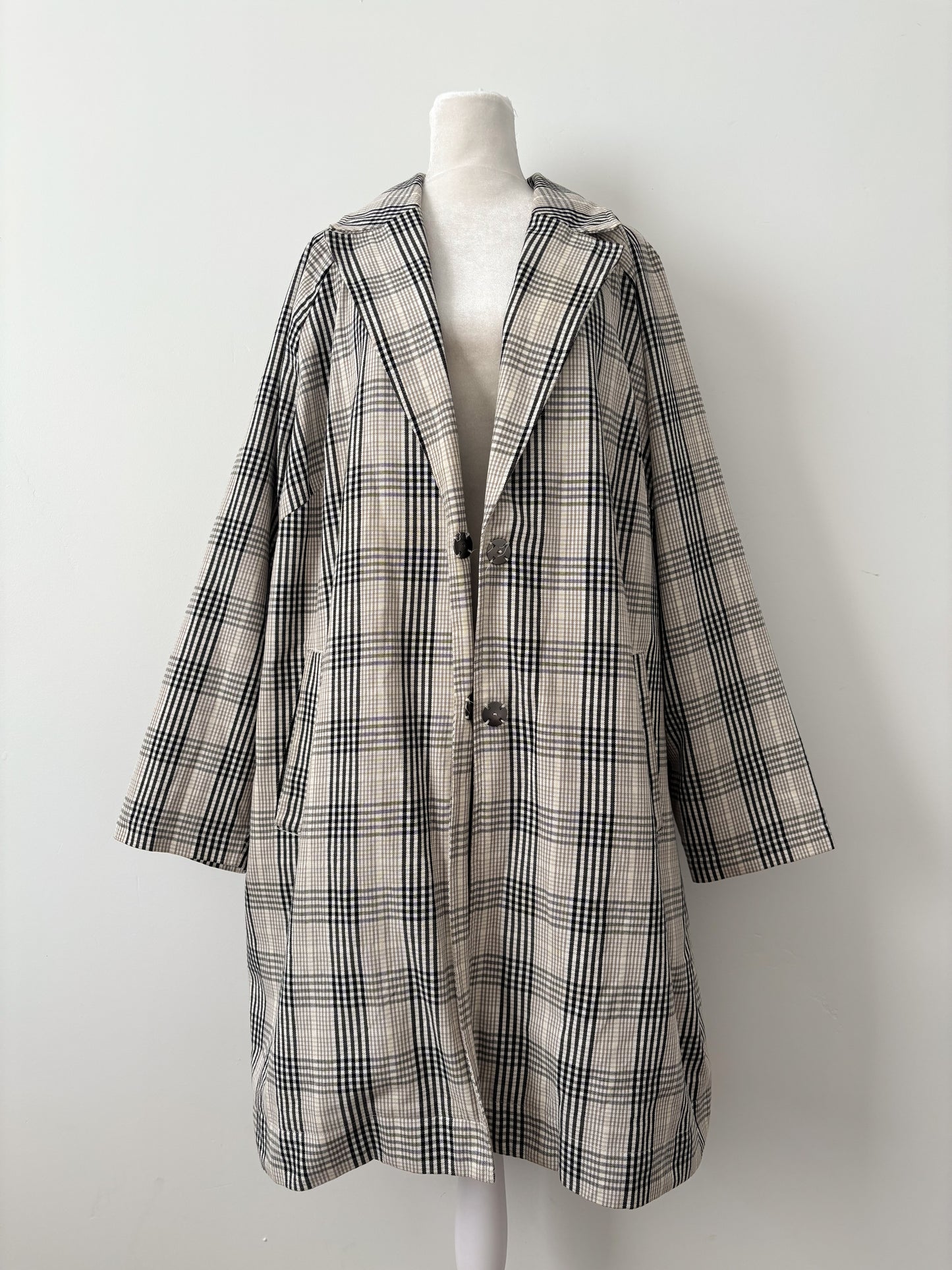 Plaid trench coat-1X