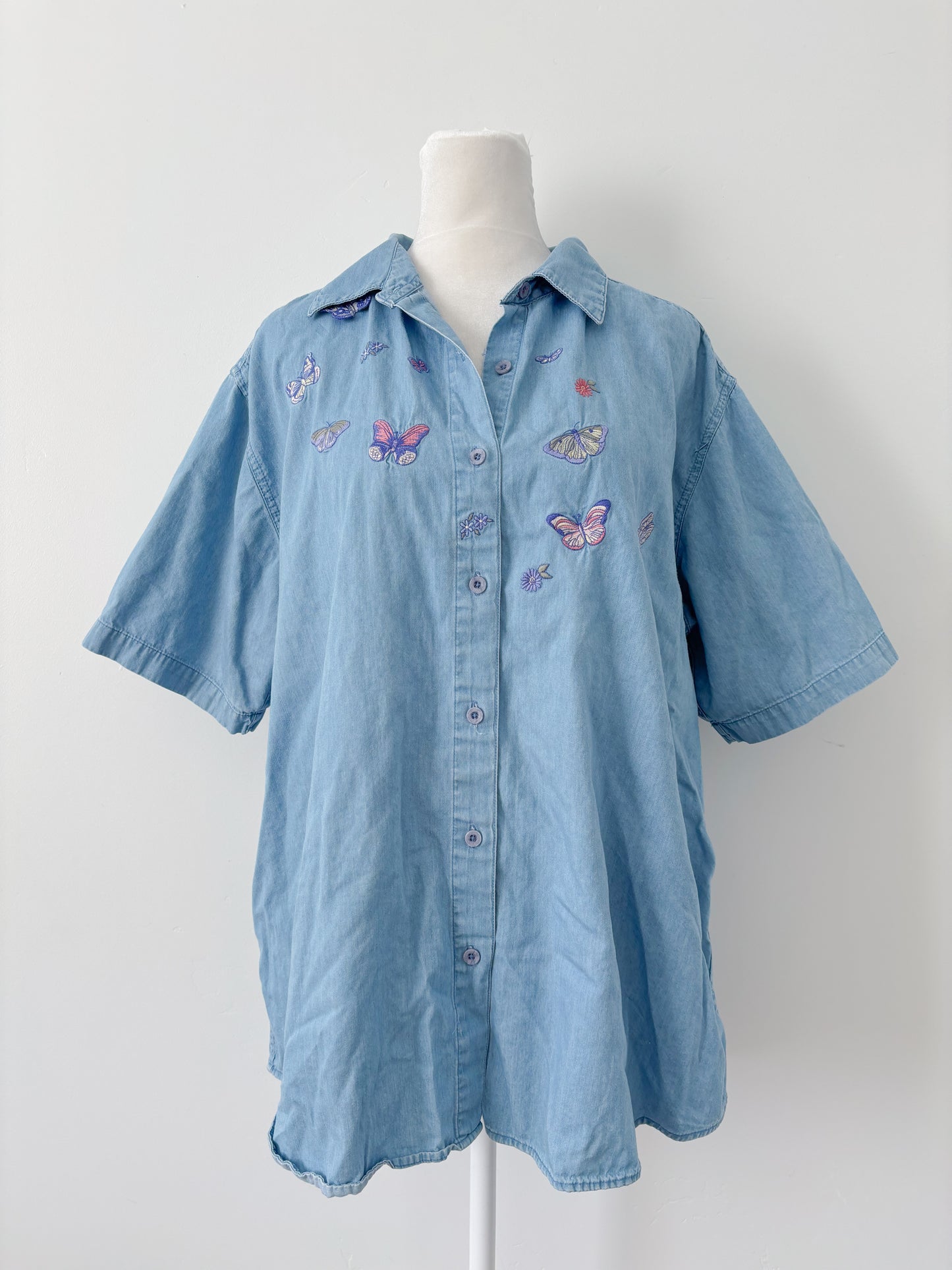 Butterfly denim button up - xl