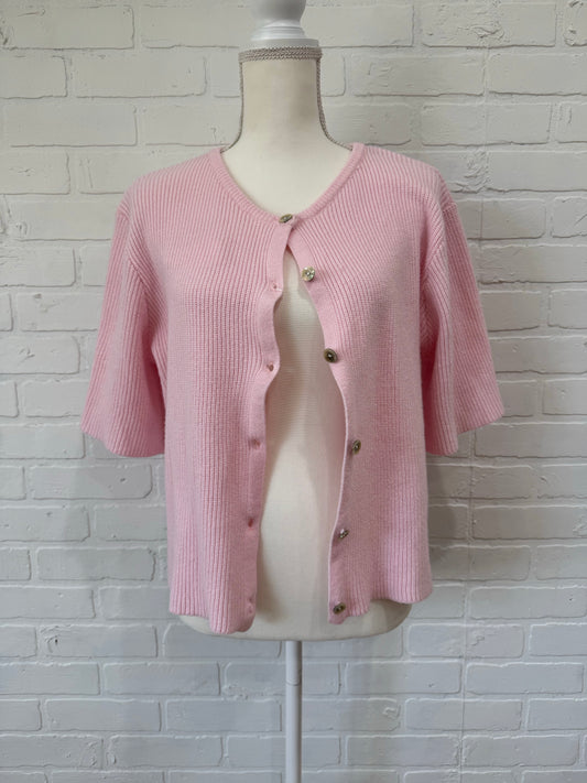 Pink short sleeve cardigan-M