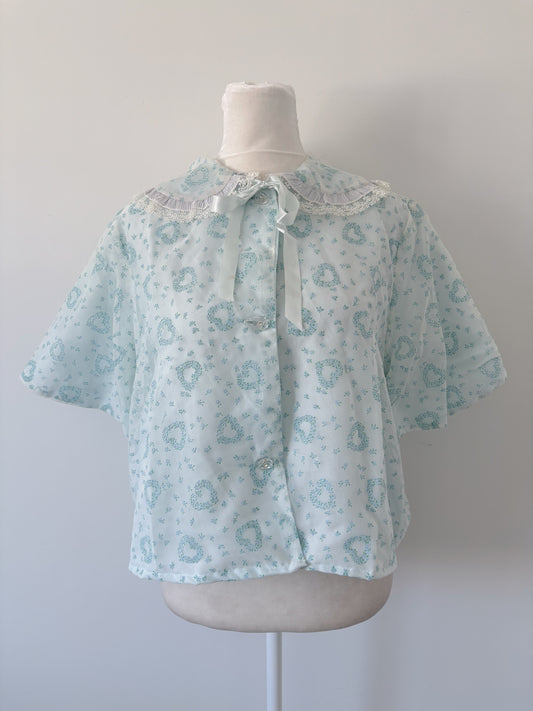 Blue floral heart housecoat - m