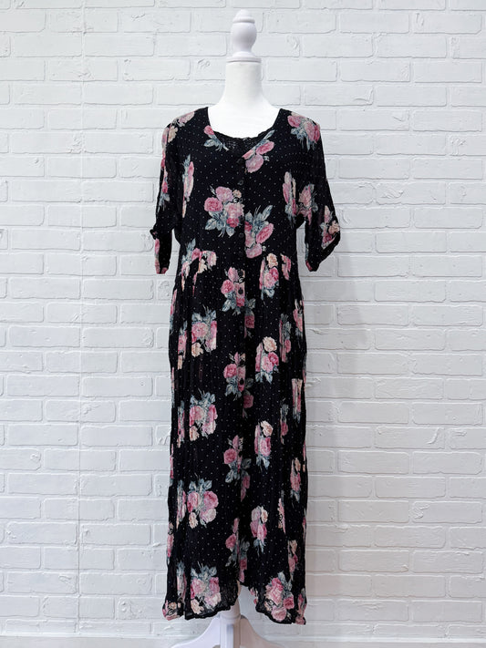 Floral polka dot dress - m