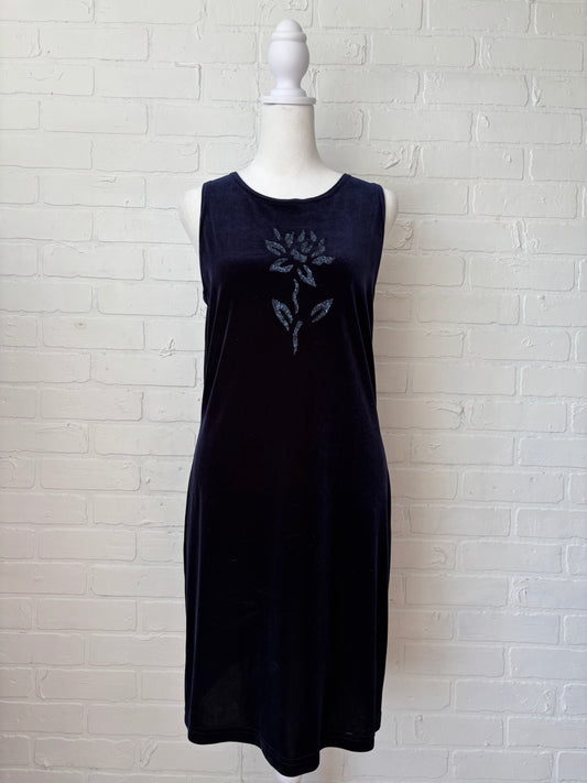Navy velvet mini dress-S
