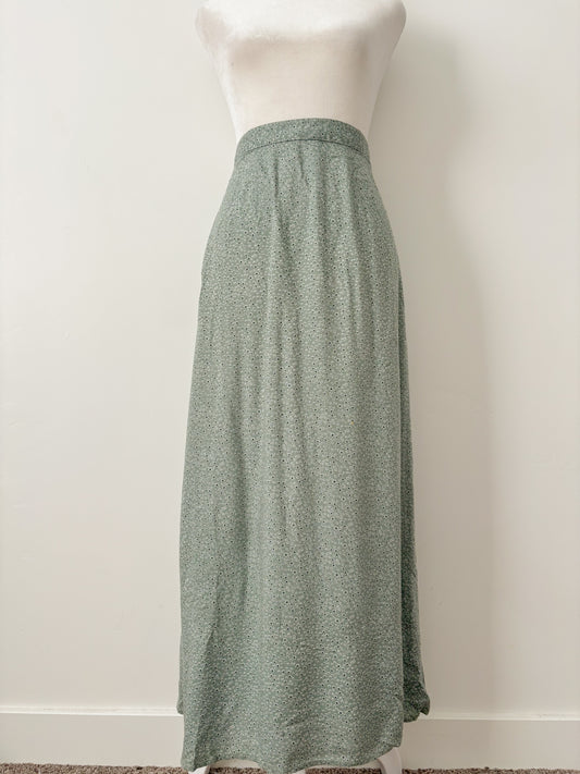 Green floral maxi skirt-M