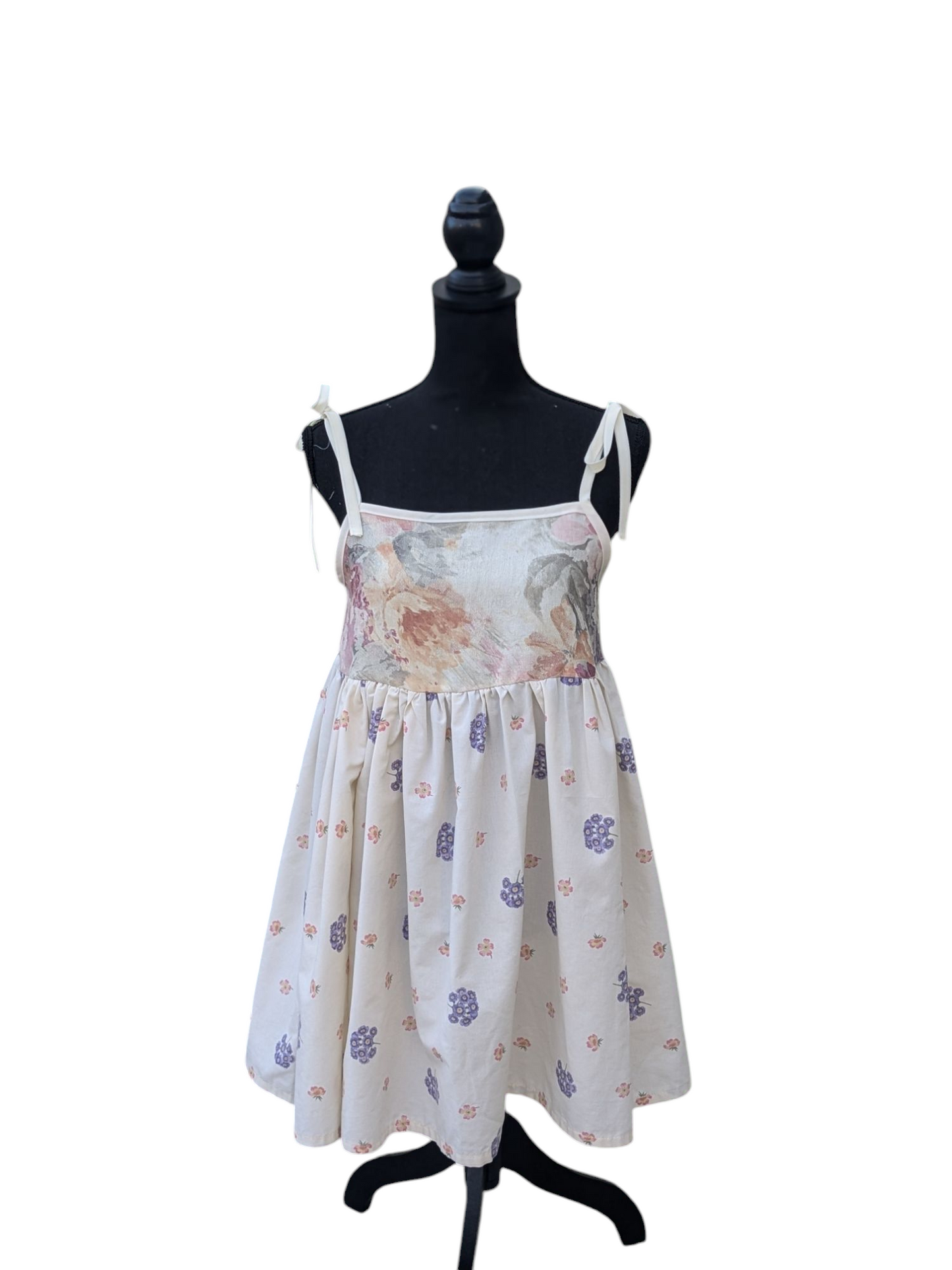 Cream and Purple Floral Dress