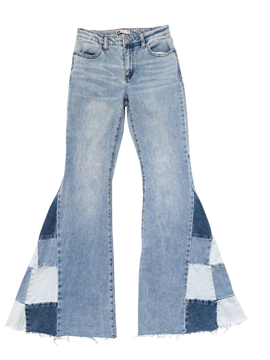 Denim flare patch jeans-S