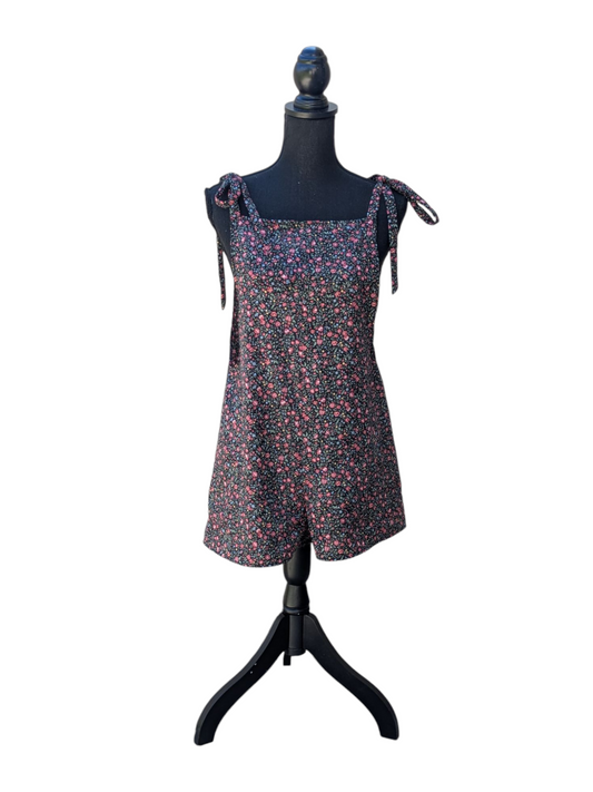 Black Floral Romper - Medium