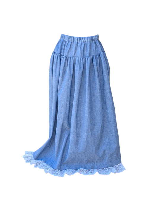 Blue Lace trimmed Skirt - Medium