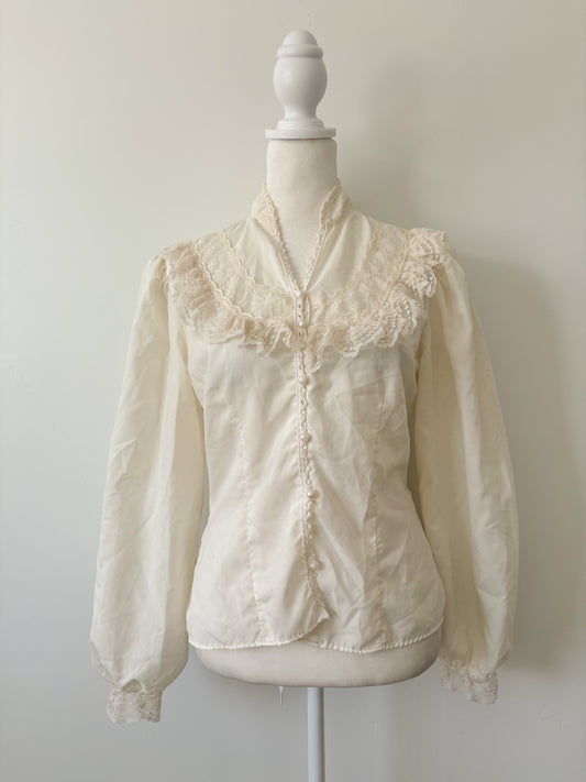 White lace saucei blouse-S