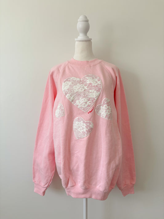Pink heart sweatshirt-XL