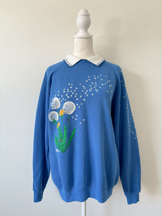 Blue dandelion sweatshirt-L