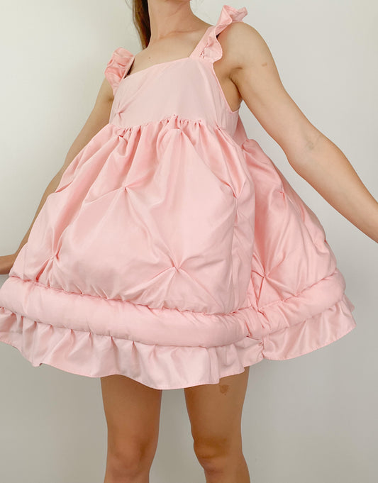 Handmade Pink Puff Dress-Small